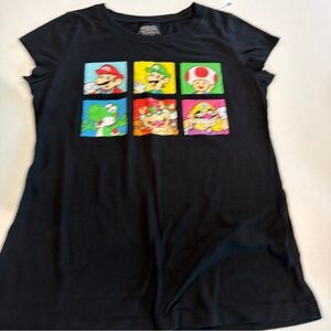 Nintendo Super Mario Black Tee with White Logo